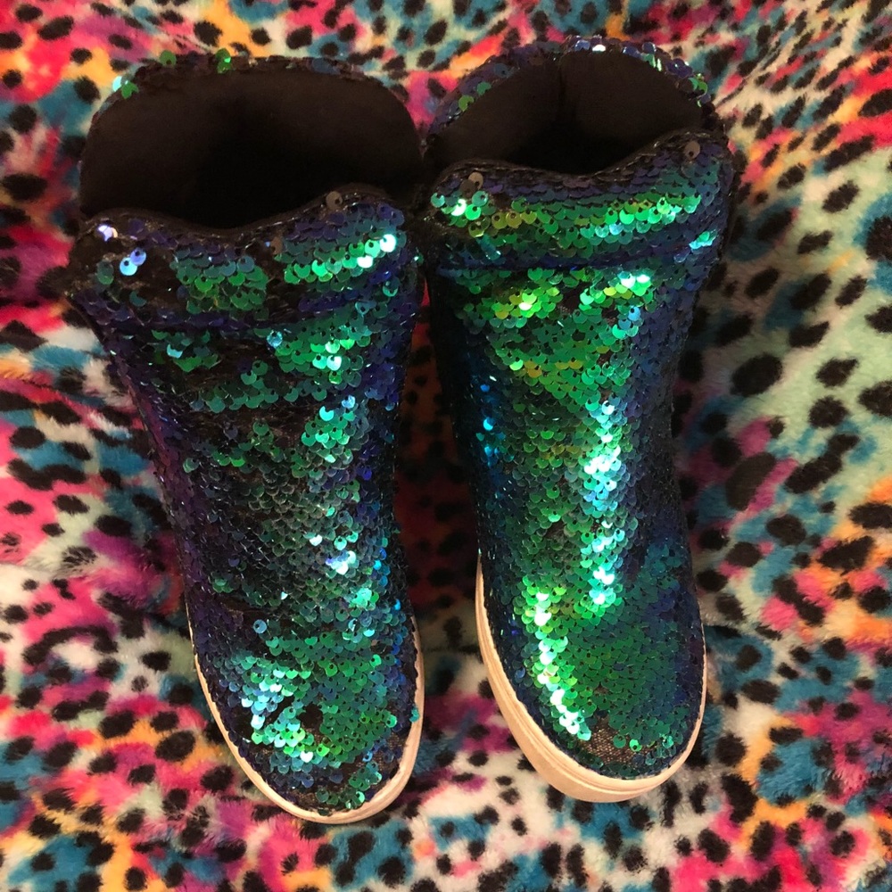 Mermaid sequin wedge sneakers